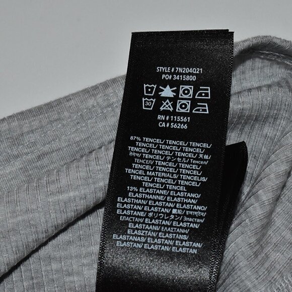 7 For All Mankind Pleated Puff Shoulder Power Rib Tee Top Heather Grey S… - Picture 12 of 14